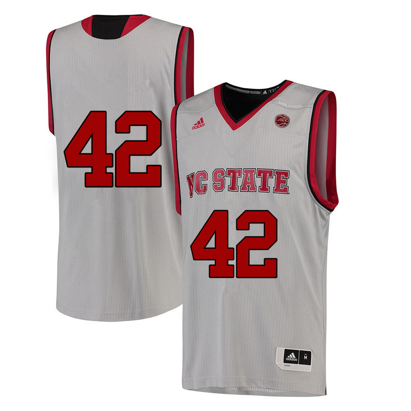 Men #42 Tucker Thompson NC State Wolfpack College Basketball Jerseys-White - Click Image to Close